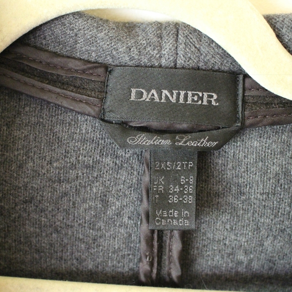 Danier | Leather and Wool Wrap Fall Winter Coat Jacket Tie Waist - Picture 5 of 7